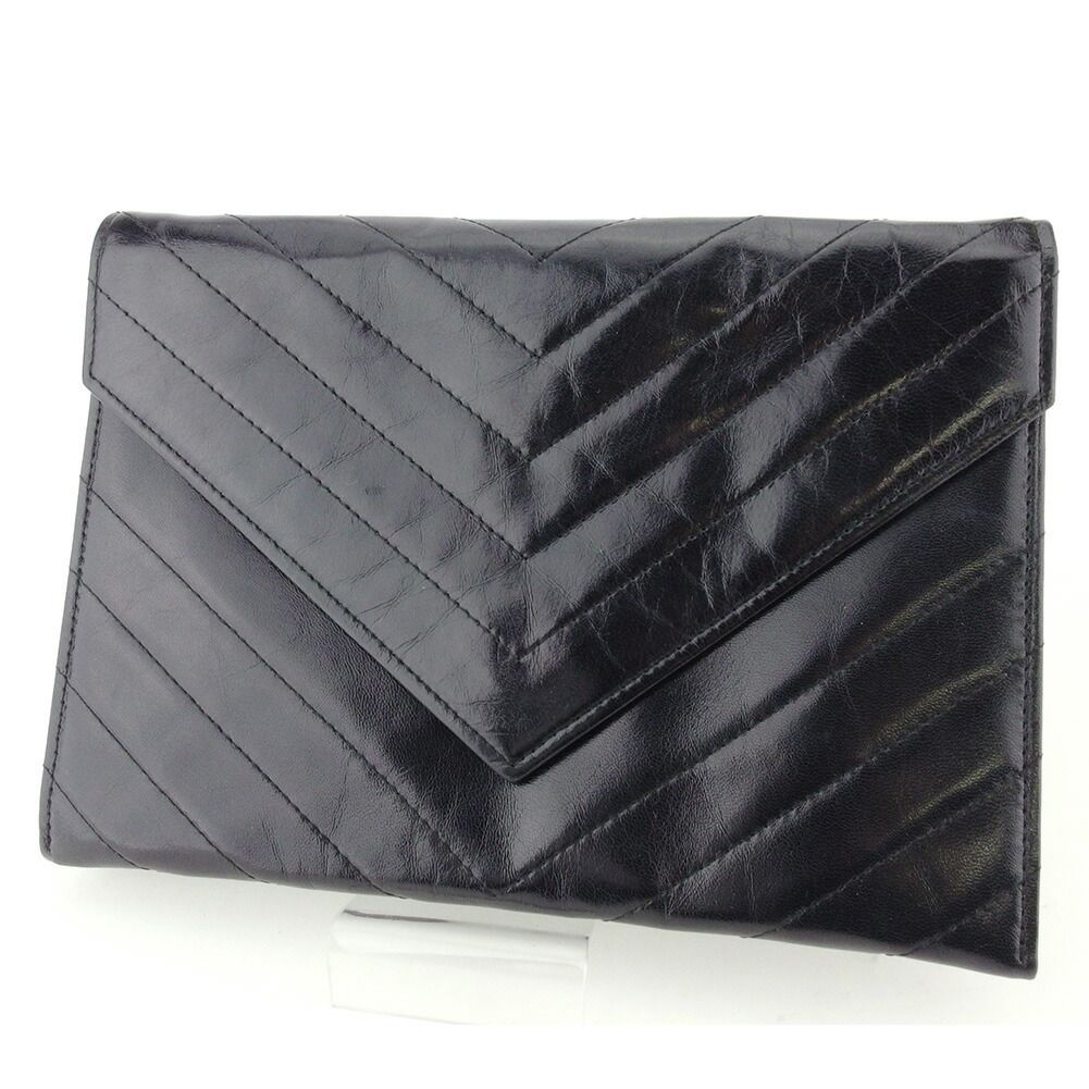 【X'masセール★30%OFF】サンローラン SAINT LAURENT クラッチバッグVステッチ ヴィンテージ ブラック レディース 中古 最大30％OFF☆年越しセール】サンローラン SAINT LAURENT クラッチ