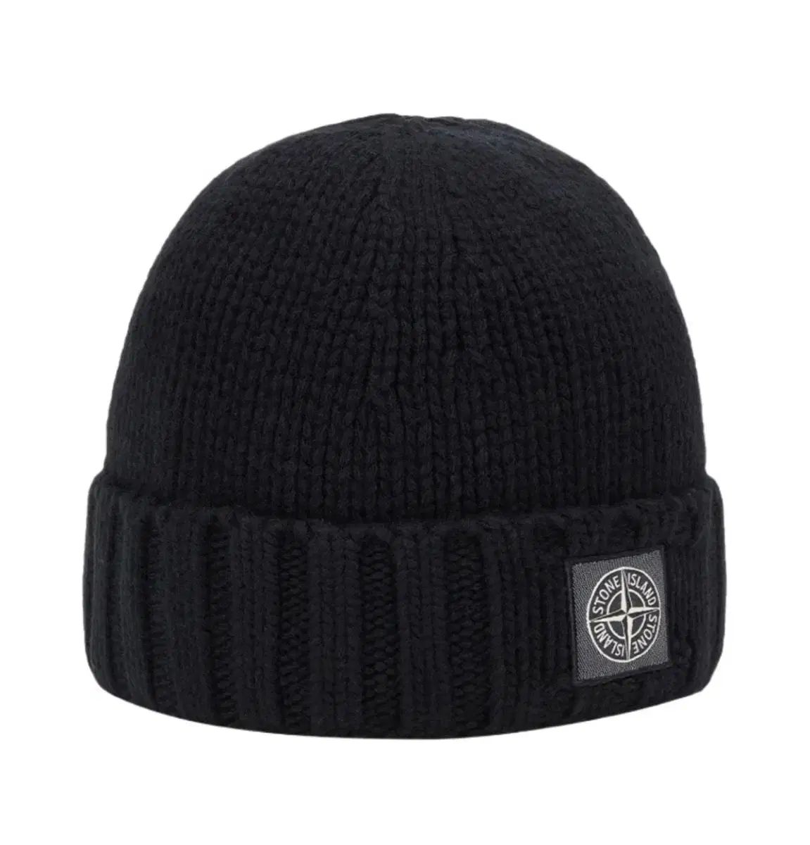 OS ストーンアイランド ロゴ パッチ ウール ビーニー ブラック