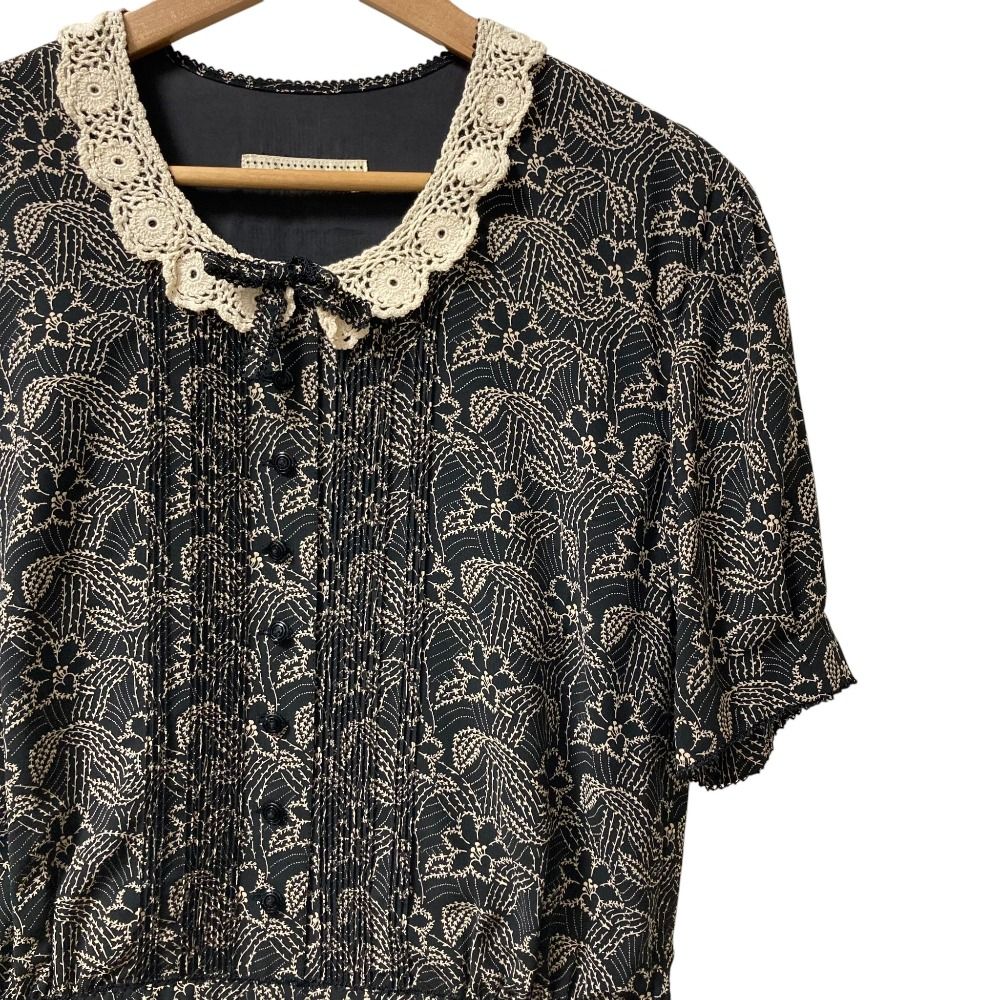 美品 KANEKO ISAO カネコイサオ 花柄 レースカラー ロングワンピース