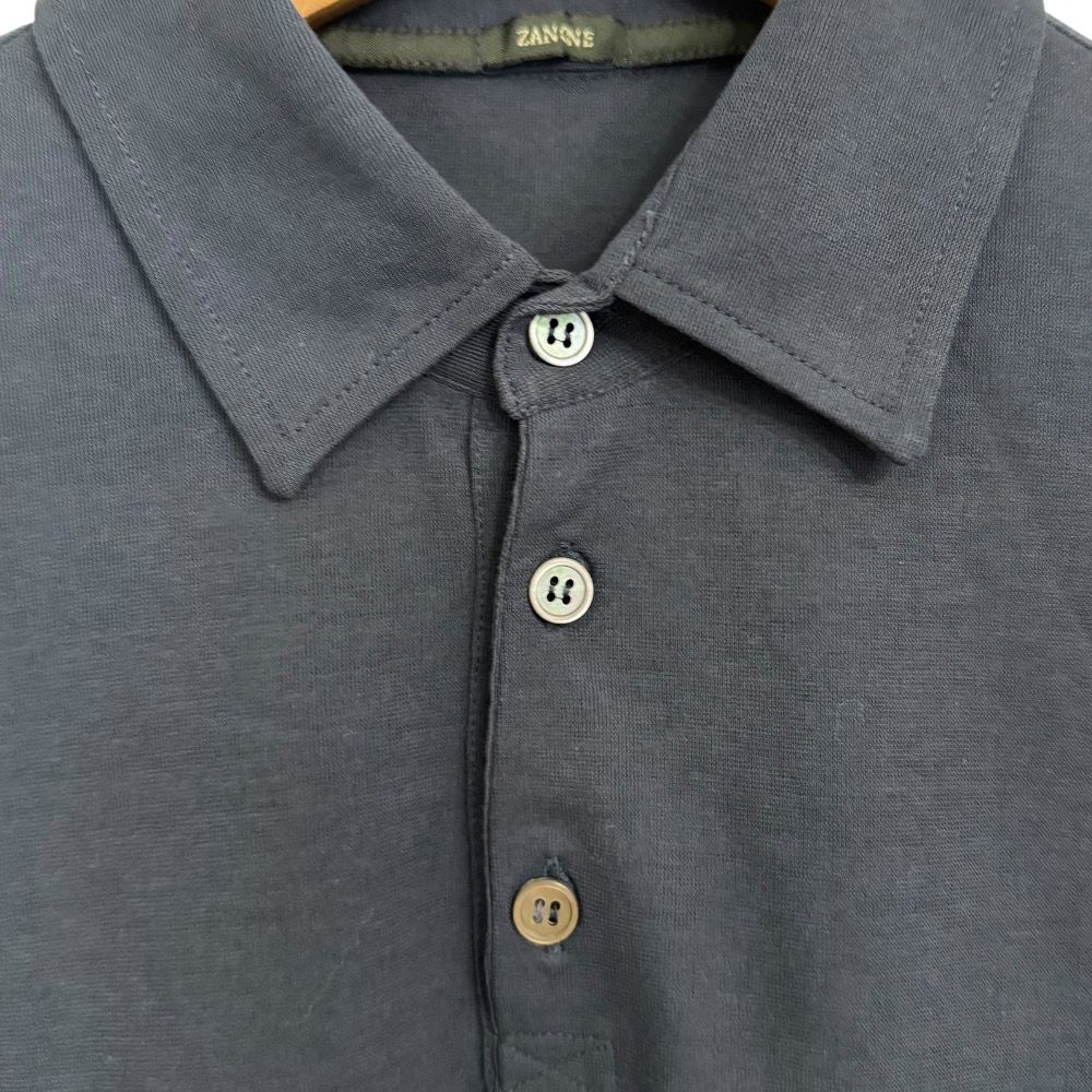 美品 ZANONE ザノーネ 半袖 ポロシャツ カットソー 48 ネイビー メンズ