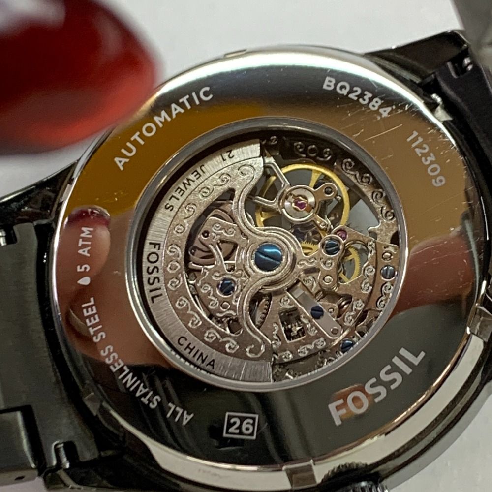 04w5412▽※【中古】FOSSIL フォッシル 自動巻き/手動巻き スケルトン 