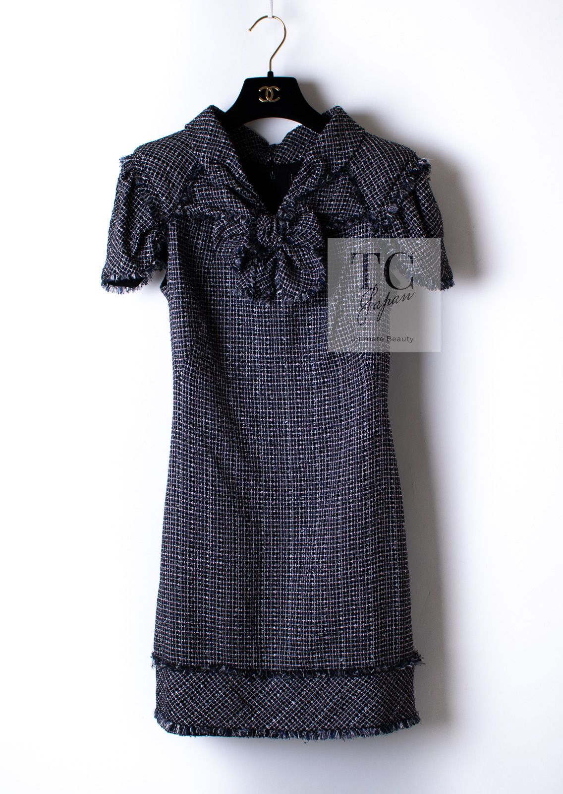 シャネル ワンピース CHANEL ブラック ネイビー パープル リボン  