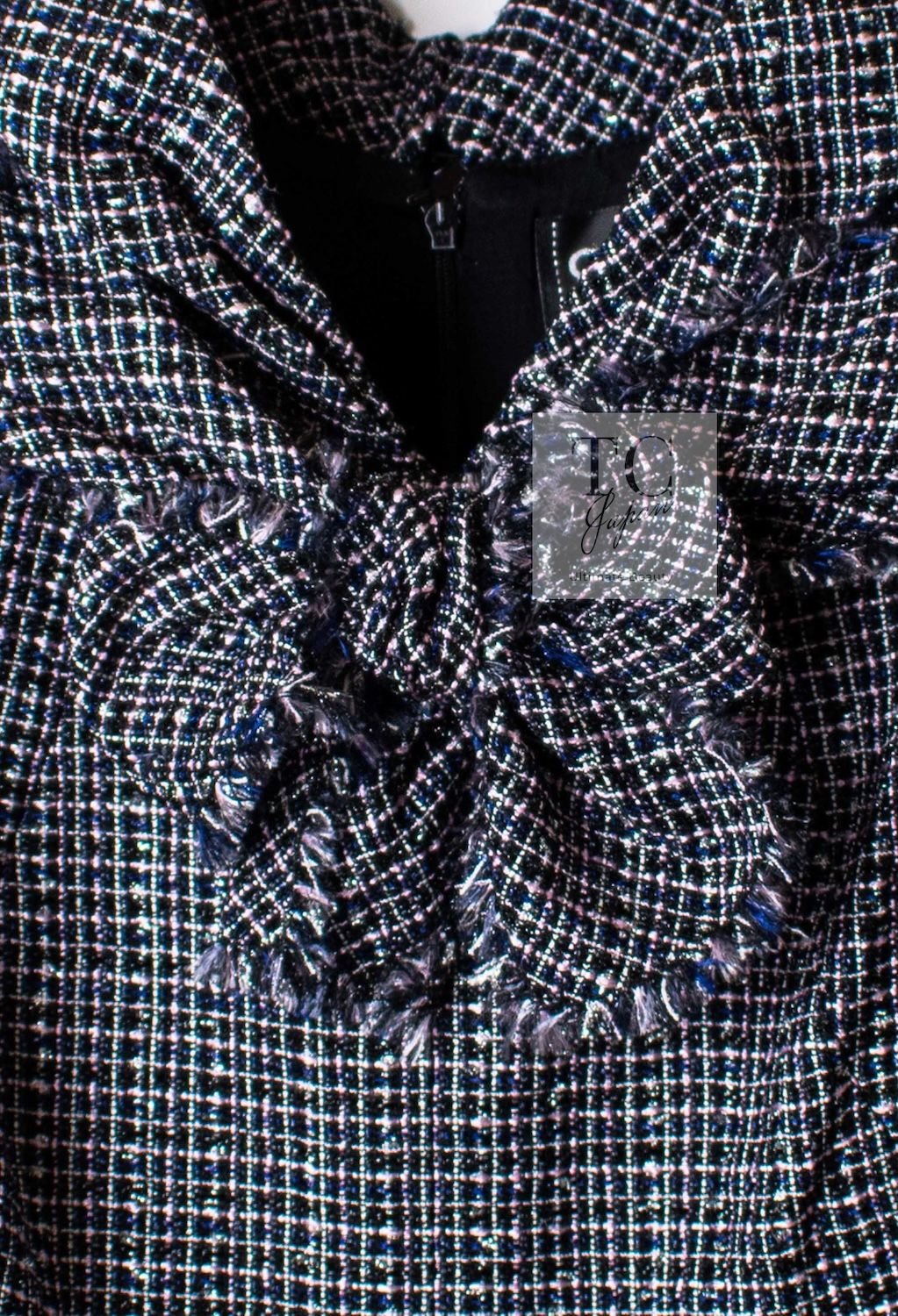 シャネル ワンピース CHANEL ブラック ネイビー パープル リボン  