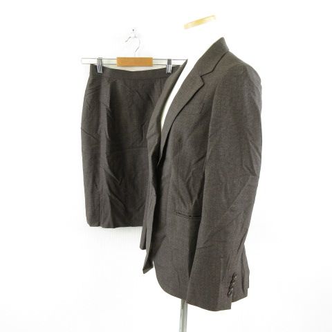 オンリー スカートスーツ セットアップ テーラード 長袖 ひざ丈 総柄 茶 2 *A 955