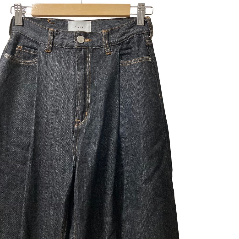 CLANE クラネ 広瀬すず TUCK WIDE DENIM PANTS デニムパンツ 17111 7312 サイズ1 ブラック レディース 古着