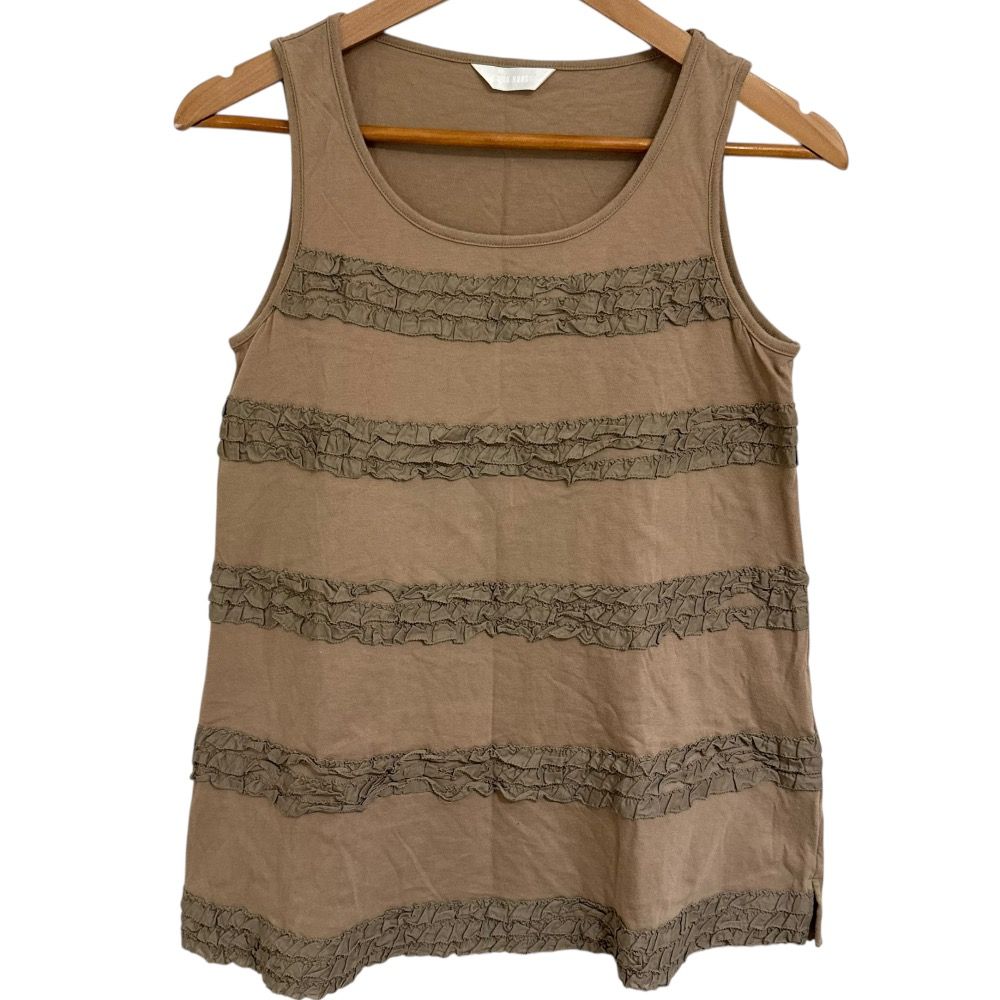 美品 PINK HOUSE ピンクハウス ピコフリル ノースリーブ カットソー