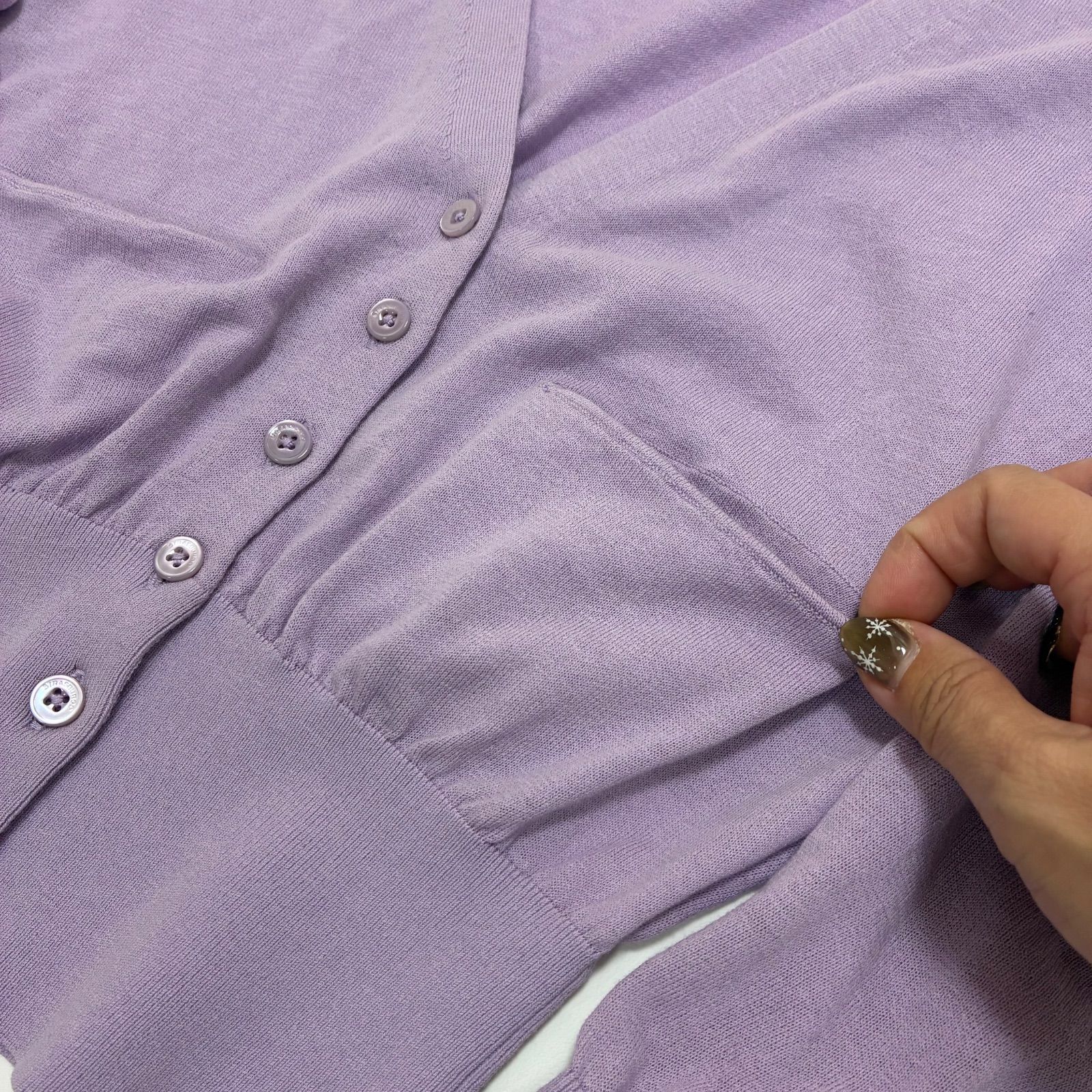 STRASBURGO ストラスブルゴ☆Vネックカーディガン 38 ラベンダー