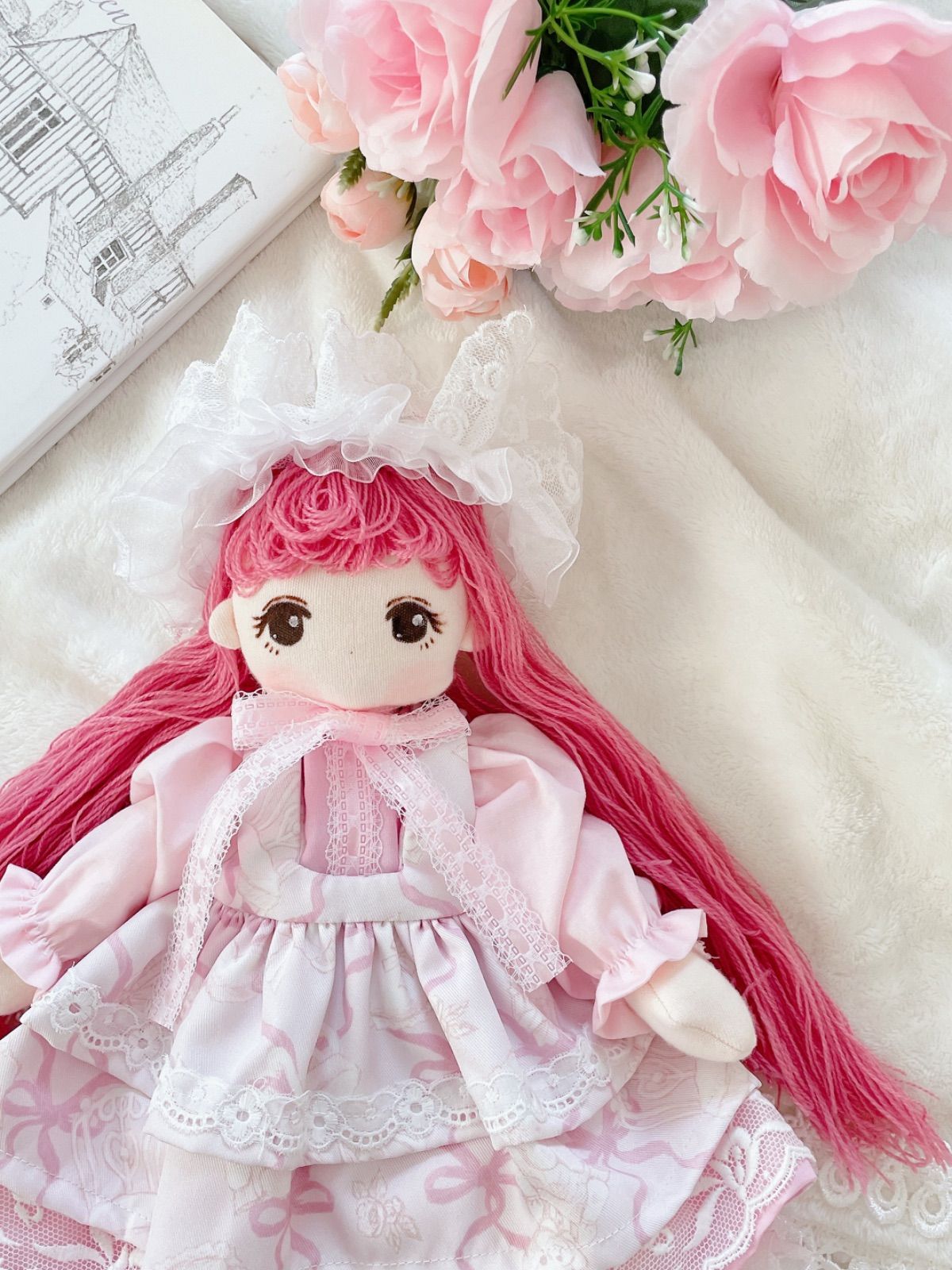 ハンドメイドドール 着せ替え布人形 手作り人形 ピンクドール - メルカリ