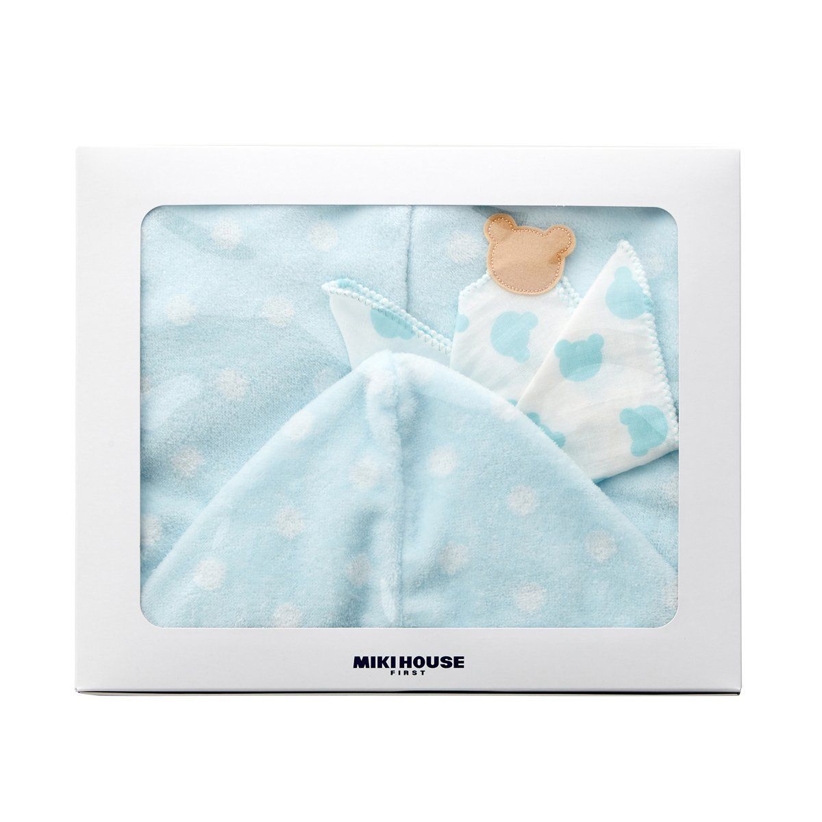 ミキハウス ドットバスポンチョ＆ガーゼハンカチセット