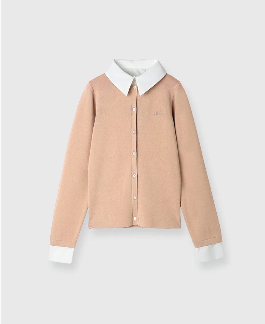 30 off EIMY ISTOIRE エイミーイストワール EIMYロゴバイ ニットカーディガン BEIGE