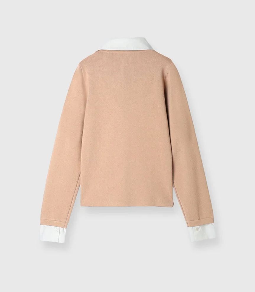 30 off EIMY ISTOIRE エイミーイストワール EIMYロゴバイ ニットカーディガン BEIGE