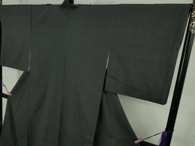  上 本場結城紬 重要無形文化財 色無地 羊羹色 高島屋扱い kh 6 紬 着物