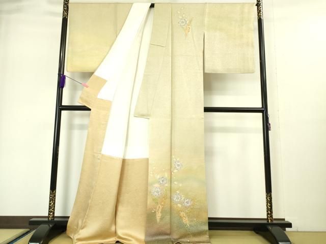 上 久保田一竹 幻の辻が花 訪問着 絞り 暈し染め 金通し地 kh 6