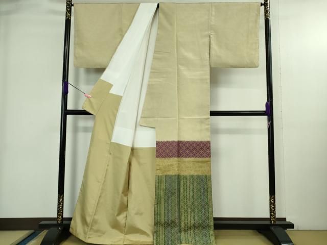 ● 上 伝統工芸士 曽根武勇 訪問着 お召地 七宝 横段文 kh 6