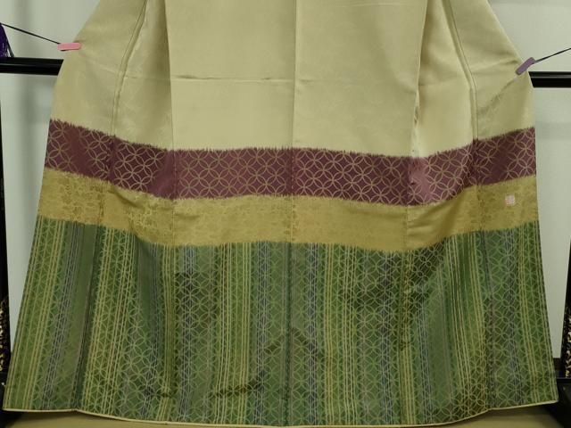 平和屋本店○極上 伝統工芸士 曽根武勇 訪問着 お召地 七宝 横段文