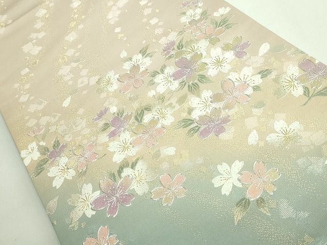 ● 上 金彩友禅 卓越技能者 名工 和田光正 太鼓柄袋帯 舞桜 金銀彩 やまと誂製 kh 6