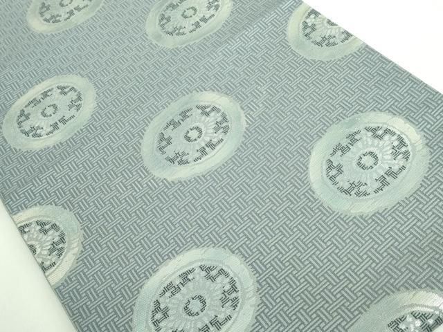 ● 上 三代目 龍村光峯 六通柄 本袋帯 糸屋銀繍 銀糸 kh 6