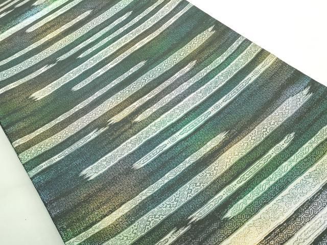 上 国際的伝統工芸作家 十二代 藤林徳扇 苑寿 両面 全通柄袋帯 横段文 金銀糸 kh 6