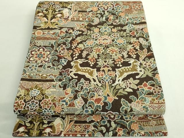 最 中国三大刺繍 相良刺繍 総刺繍 袋帯 200万粒 総詰め 鳥獣戯画 反端付き kh 6