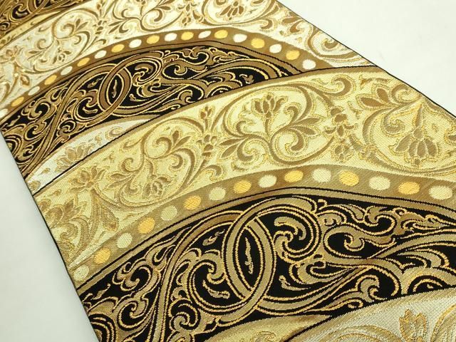 ● 上 龍村美術織物 たつむら 六通柄 本袋帯 彩花円舞文 金糸 kh 6