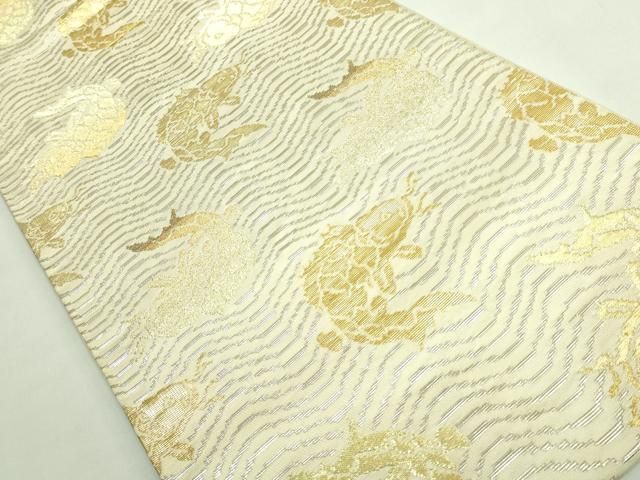 ●最 龍村平蔵製 六通柄 本袋帯 荒磯錦 金銀糸 kh 6