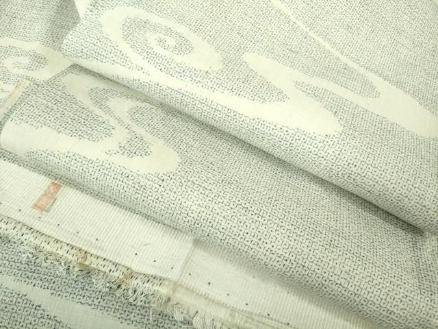  上 本場結城紬 重要無形文化財 80亀甲 流水文 反端付き kh 6 紬 着物