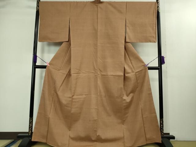 上 本場結城紬 重要無形文化財 色無地 遠州茶色 kh 6