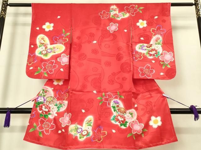 上 七五三 女の子 3歳 祝着 襦袢セット 花蝶毬文 金彩 kh 6