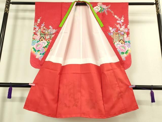  上 七五三 女の子 3歳 祝着 襦袢セット 御所車花文 暈し染め 金彩 洗える着物 kh 6 着物 着物ドレス 着物 浴衣 和小物