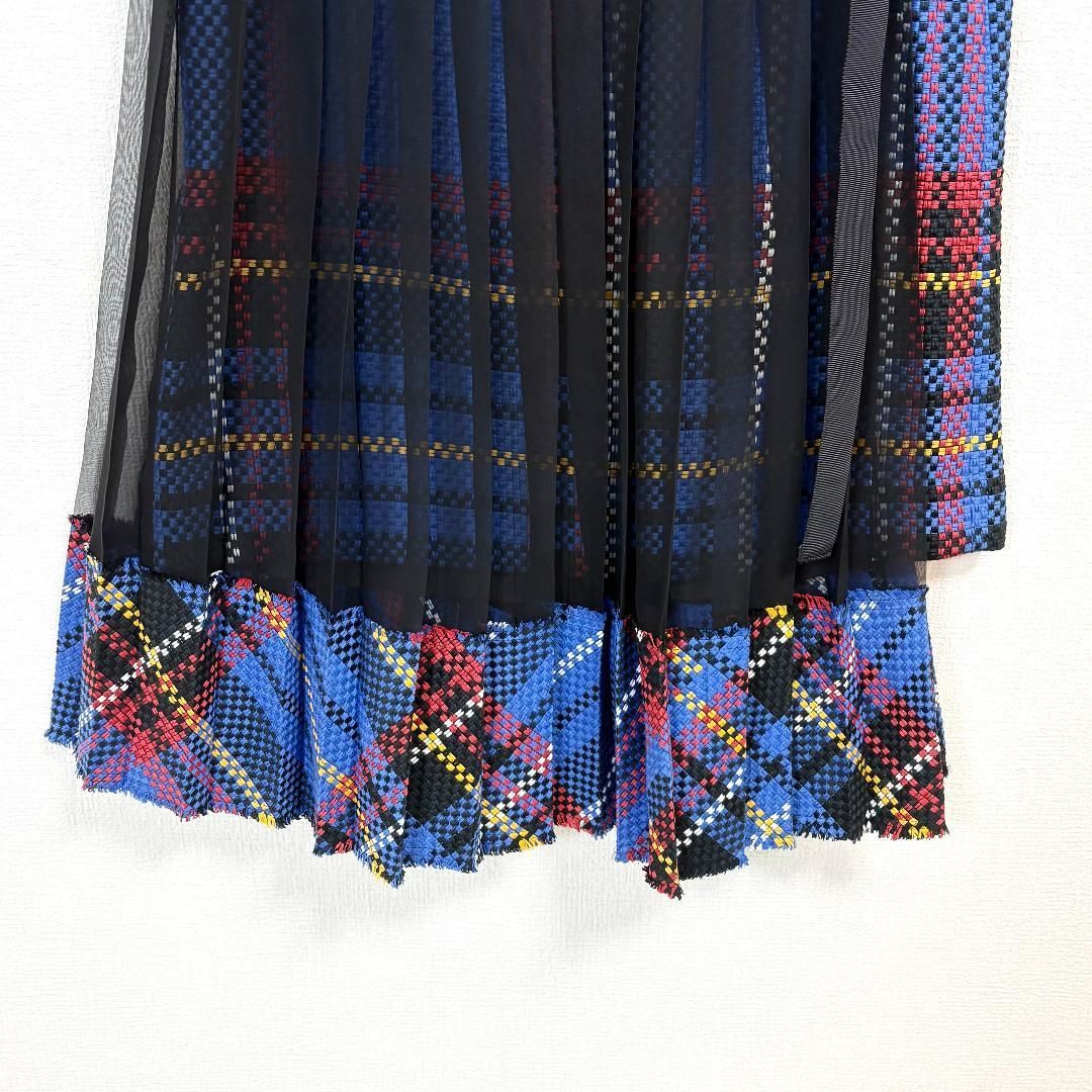 美品】 sacai チェックドッキングシアーレイヤードプリーツスカート 2