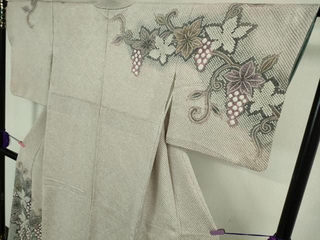 平和屋本店○極上 名門 藤娘きぬたや・総絞り 訪問着 葡萄蔦の葉文 暈