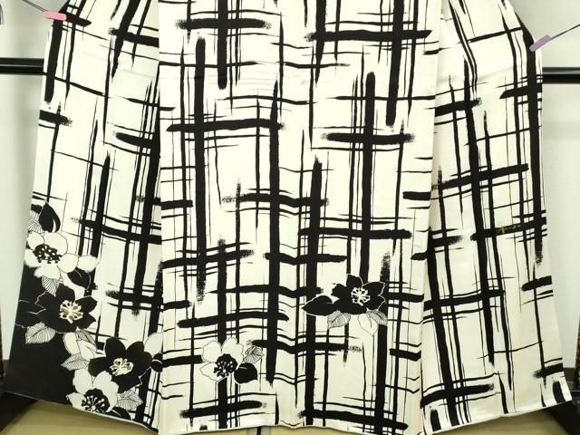  上 訪問着 オマージュ 草花文 白×黒 金彩 kh 6 訪問着 付け下げ 着物