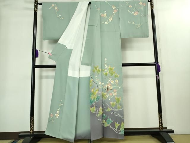 平和屋本店○極上 本加賀友禅作家 百貫華峰 訪問着 飛鶴松梅文 青竹色 平和屋本店○極上 本加賀友禅作家 百貫華峰 訪問着 飛鶴松梅文 青竹色