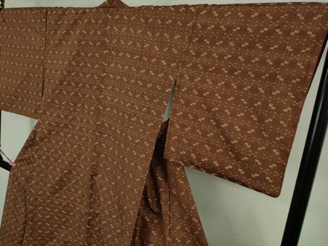 平和屋本店○極上 本場琉球 読谷山花織 紬地 団十郎茶色地 逸品