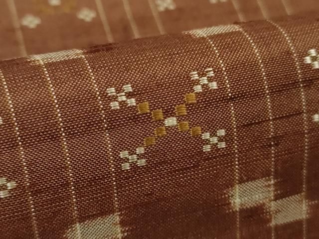 平和屋本店○極上 本場琉球 読谷山花織 紬地 団十郎茶色地 逸品