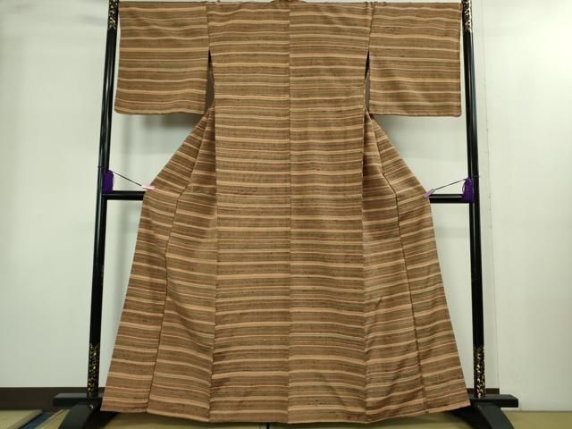 上 伊兵衛織 工芸手織 単衣 横縞 kh 6