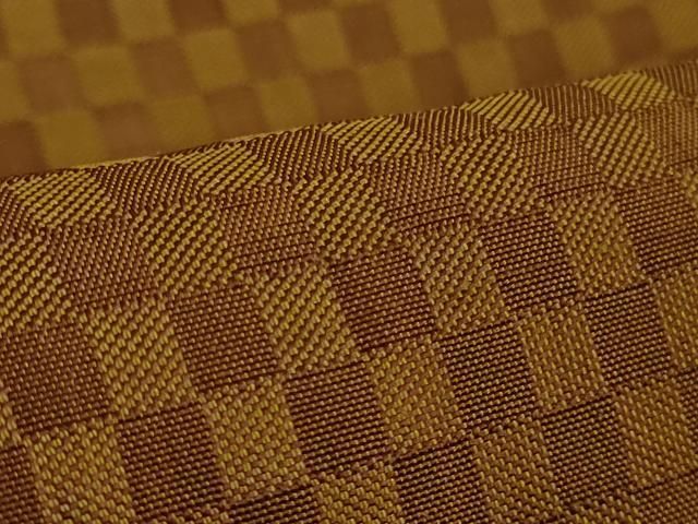  上 山下八百子 本場黄八丈 市松綾織 紬 kh 6 紬 着物