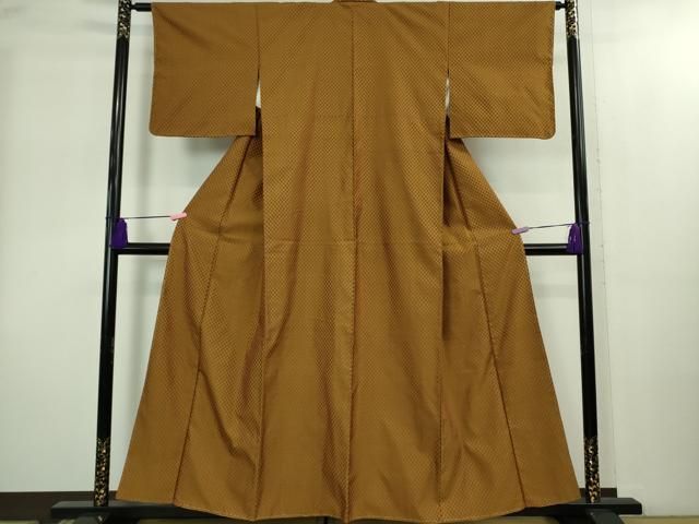 上 山下八百子 本場黄八丈 市松綾織 紬 kh 6