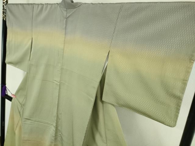  上 伝統工芸士 曽根武勇 訪問着 お召地 菱地紋 横段文 暈し染め kh 6 訪問着 付け下げ 着物