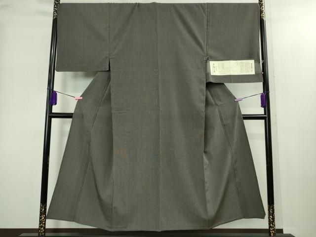 上 男性 白鷹お召 単衣 縞 蝉色×鈍色 証紙付き kh 6