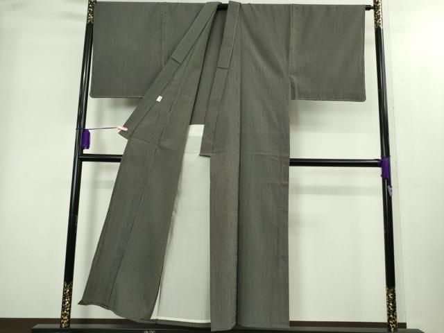  上 男性 白鷹お召 単衣 縞 蝉色 鈍色 証紙付き kh 6 着物 着物 浴衣