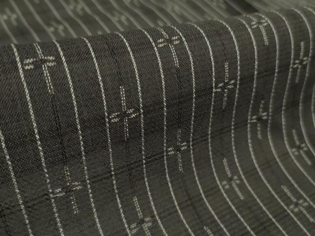 平和屋本店＊極上　夏物　本塩沢　夏塩沢　伝統工芸士　本田利夫作　瀧右衛門　藍鉄色地　証紙付き　逸品　未使用　DZAB2248kh6 平和屋本店＊極上 夏物 本塩沢 夏塩沢 伝統工芸士 本田利夫作 瀧右衛門