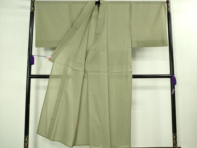 上 男性 夏物 東郷織物謹製 本場大島紬 夏大島 キングサイズ みじん格子 鶸茶色 kh 6