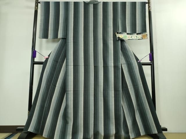 上 本場結城紬 重要無形文化財 別織 名匠会 奥順謹製 縞 市田謹製 証紙 鑑定証付き kh 6