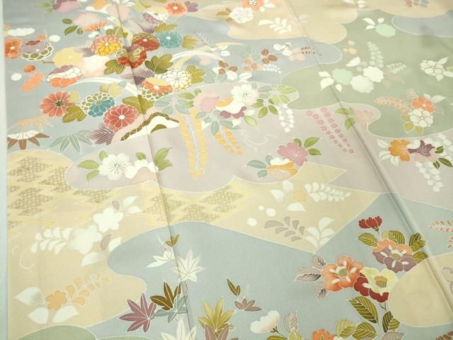 平和屋本店○極上 創業460年・千總 訪問着 駒刺繍 吉祥花文 金彩 逸品