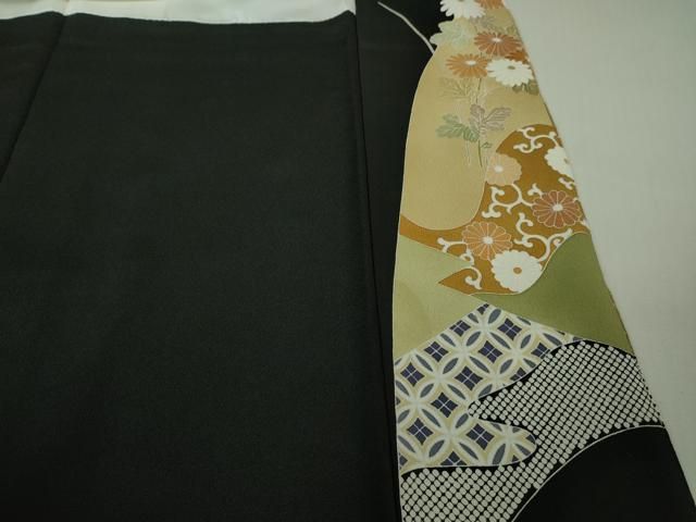 平和屋本店○極上 創業460年・千總 黒留袖 駒刺繍 几帳鴛鴦吉祥花文