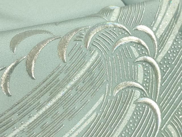  上 金彩友禅 卓越技能者 名工 和田光正 色留訪問着 立波文 水色地 暈し染め 銀彩 kh 6 訪問着 付け下げ 着物