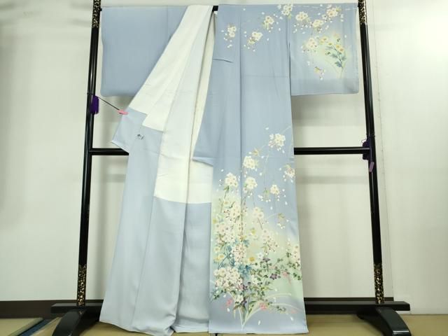 上 本加賀友禅作家 西野知里 訪問着 花里 デイドリーム色地 暈し染め 証紙付き kh 6