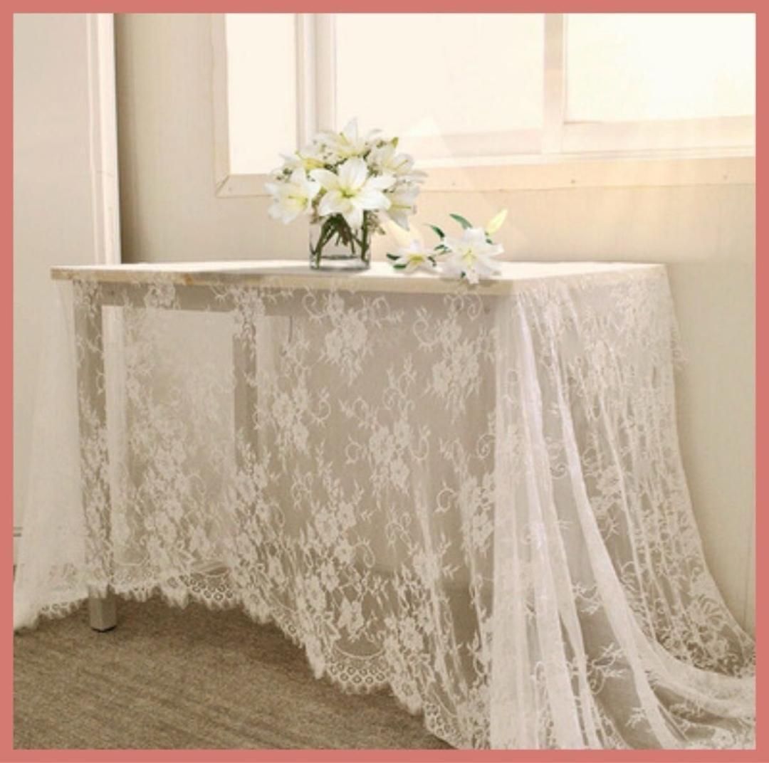 レース テーブルクロス ホワイト 北欧 結婚式 ウエディング 花柄 大判