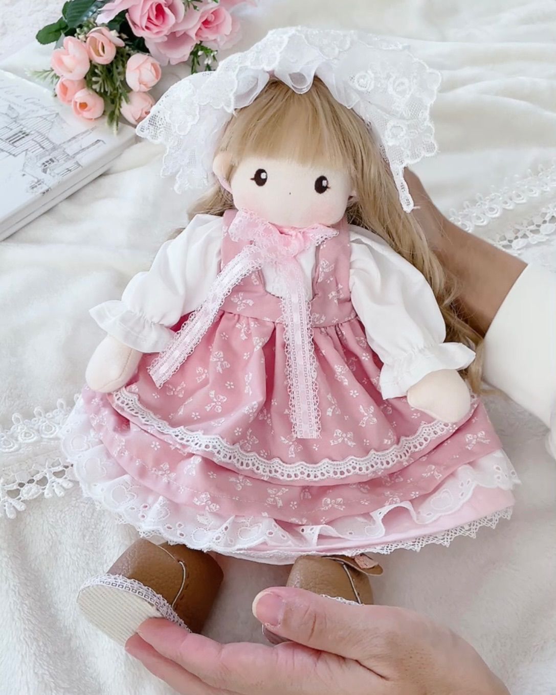  ハンドメイドドール 着せ替え布人形 手作り人形 ピンク 人形 ぬいぐるみ 人形 置物